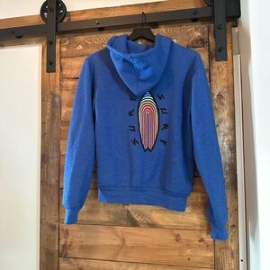 Blue Hoodie with Surfboard Graphic